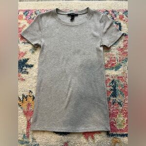 Forever 21 Ribbed Grey Crew Neck Tee Shirt Size Small